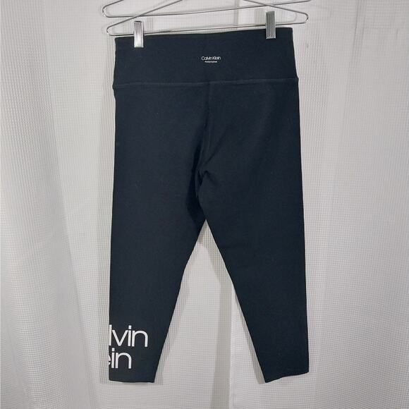 CALVIN KLEIN! SUPER LUXE BLACK & WHITE LOGO LEG, ULTRA STRETCH LEGGINGS! SZ L - Picture 5 of 10
